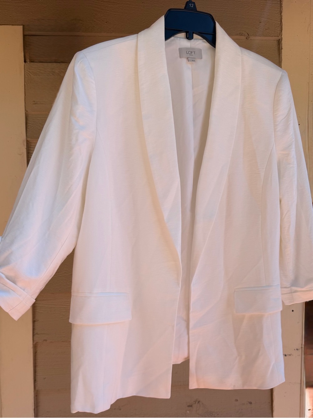 LOFT summer white Open-Front Blazer. Size L - Picture 5 of 12